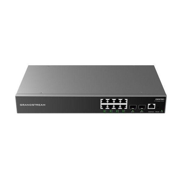 Grandstream GWN7801 Enterprise 8-Port Gigabit L2+ Managed Network Switch with 2 Gigabit SFP Uplink Ports