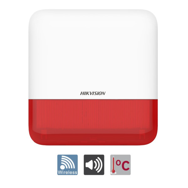 HIKVISION DS-PS1-E-WE(RED) Αυτόνομη ασύρματη πιεζοηλεκτρική σειρήνα εξωτερικού χώρου, για πίνακα AX PRO.