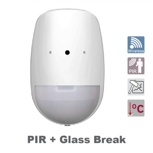 HIKVISION DS-PDPG12P-EG2-WE Ασύρµατος ανιχνευτής κίνησης υπερύθρων (PIR) και ανιχνευτής θραύσης τζαµιών,