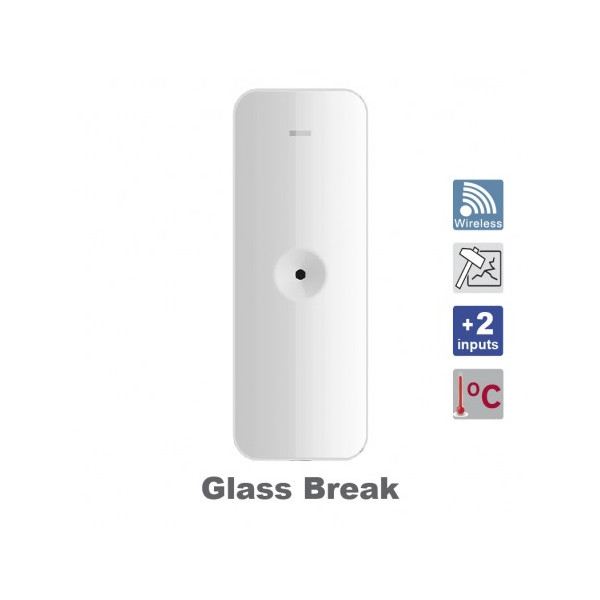 HIKVISION DS-PDBG8-EG2-WE σύρματος ανιχνευτής θραύσης τζαμιών και επέκταση 2 καλωδιακών εισόδων