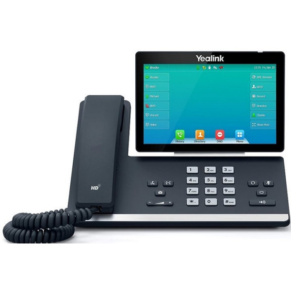 Yealink SIP-T57W   Διαθέτει έγχρωμη οθόνη αφής LCD 800x480 pixels, δύο Gigabit θύρες με ενσωματωμένο PoE, θύρα USB 2.0, Bluetooth 4.2 και Wi-Fi 2.4G/5G