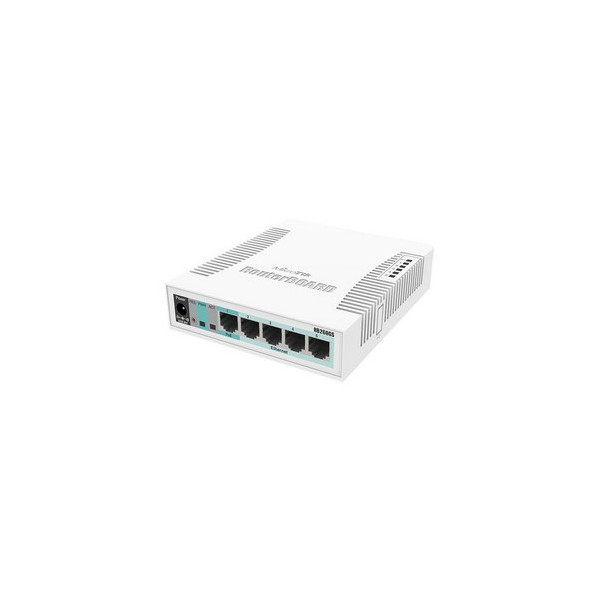 MikroTik CSS106-5G-1S  5x Gigabit Ethernet Smart Switch, SFP cage, plastic case, SwOS 