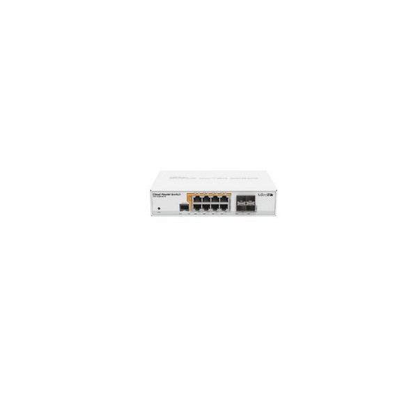 Mikrotik CRS112-8P-4S-IN  8x Gigabit Ethernet Smart Switch with PoE-out, 4x SFP cages, 400MHz CPU, 128MB RAM, desktop case, RouterOS L5