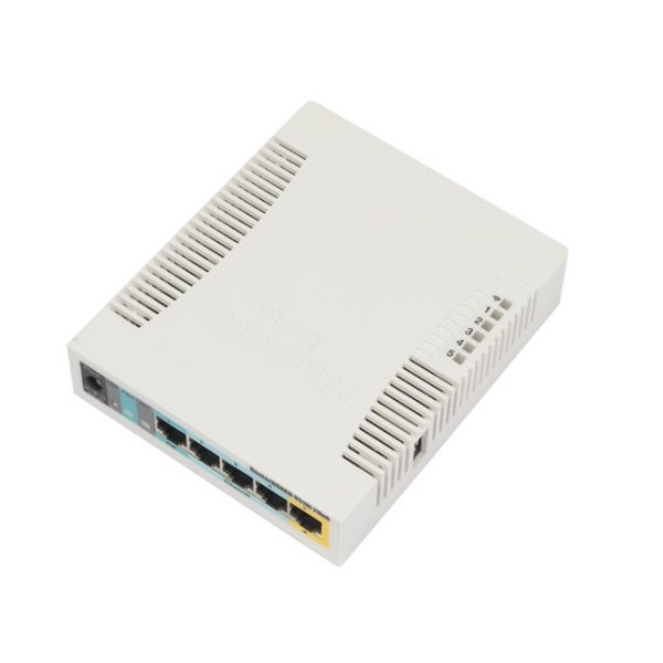 Mikrotik RB951Ui-2HnD  2.4GHz 1000mW AP with five Ethernet ports and PoE output on port 5. 802.11n, L4, case, PSU
