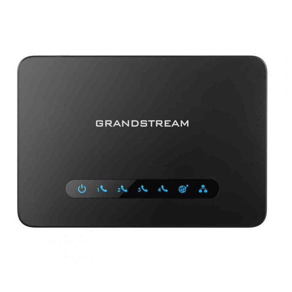  Grandstream HT-814  It comes equipped with 4 FXS ports and an integrated Gigabit NAT router. 