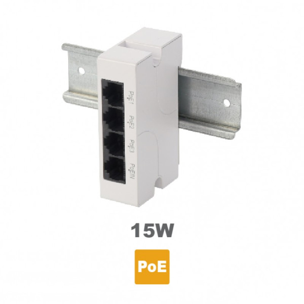 PULSAR EXT-POE3DIN Ethernet PoE Repeater, 1 εισόδου Ethernet PoE 10/100 και 3 εξόδων PoE 10/100