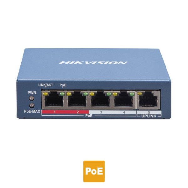 HIKVISION DS-3E1105P-EI Smart Managed Ethernet 5 port Switch, 4 x 100 PoE+ 30W 
