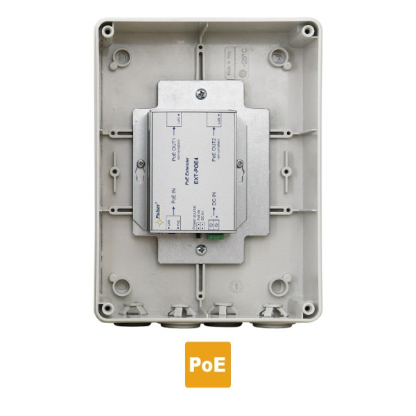 PULSAR EXT-POE4H Ethernet PoE Repeater, 1 εισόδου Ethernet PoE 10/100 και 2 εξόδων PoE 10/100 